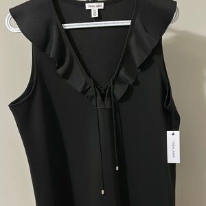 Sz. L🇨🇦⭐️Tribal Black Sleeveless V Neck Ruffle A Line Dress.